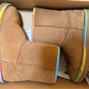 UGG Kids Tan Boots with Rainbow Soles